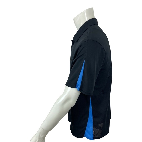 Nike Golf Dri-Fit UV Black Blue Solid And Mesh UV Golf Polo Shirt Mens XL - Picture 5 of 13